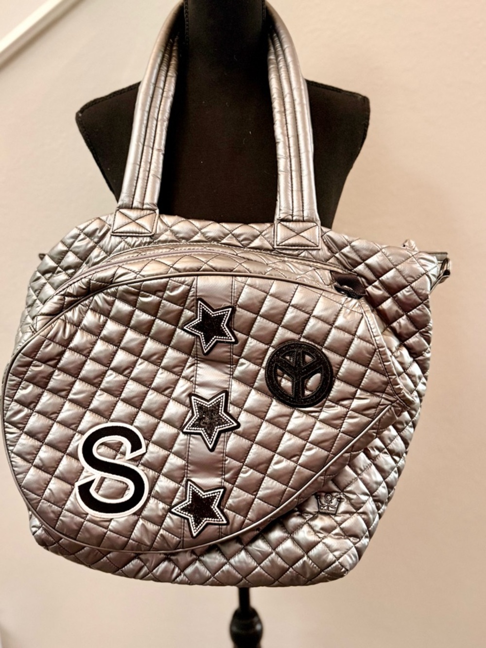 Oliver Thomas Silver Quilted Star Patch Tote